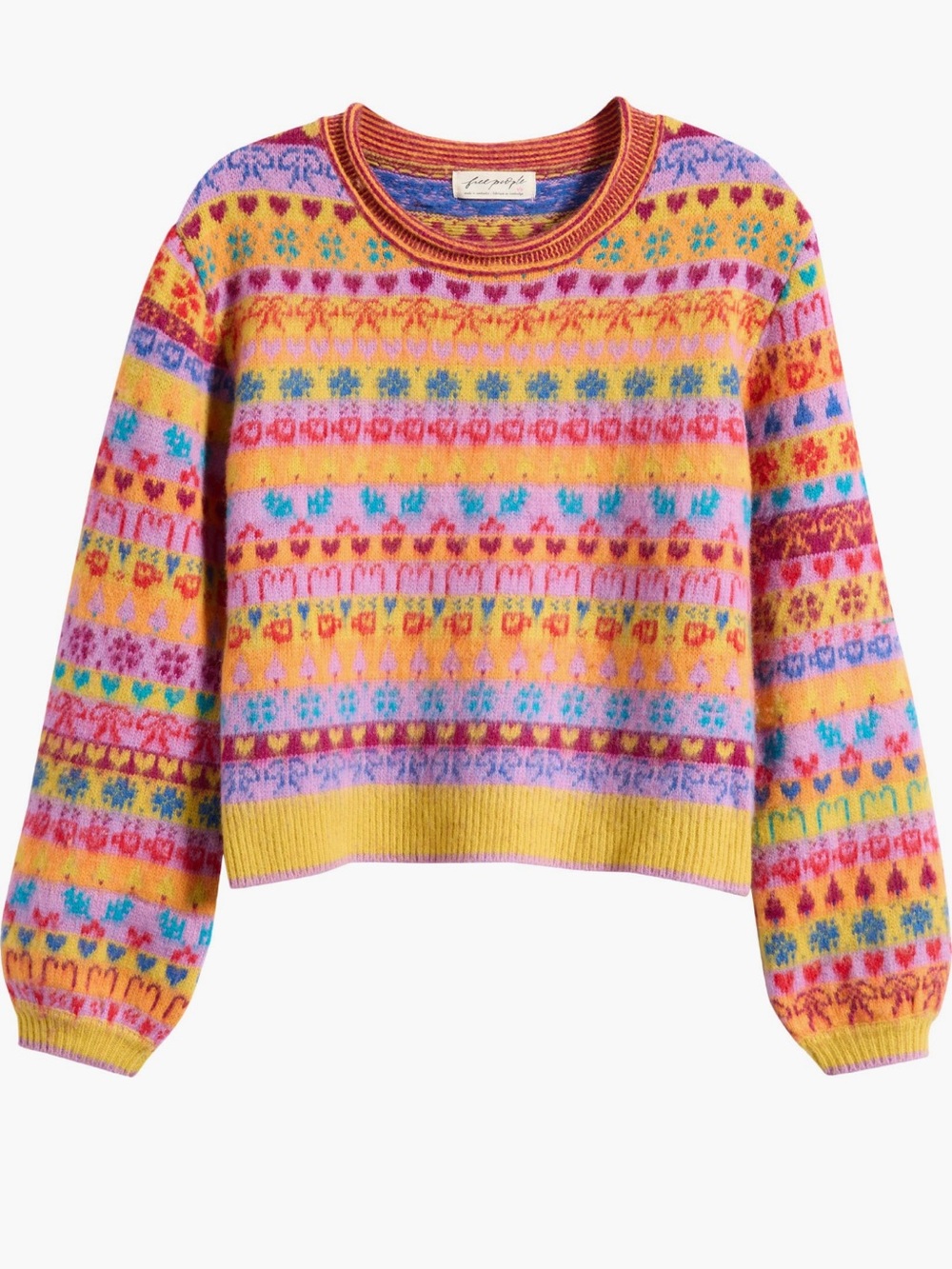NWT Free Prople Favorite Things Mixed Print Wool Blend Sweater - Picture 10 of 13